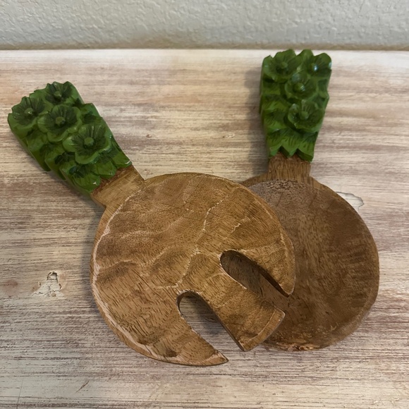 Salad Serving Set Hand Carved - Picture 1 of 9